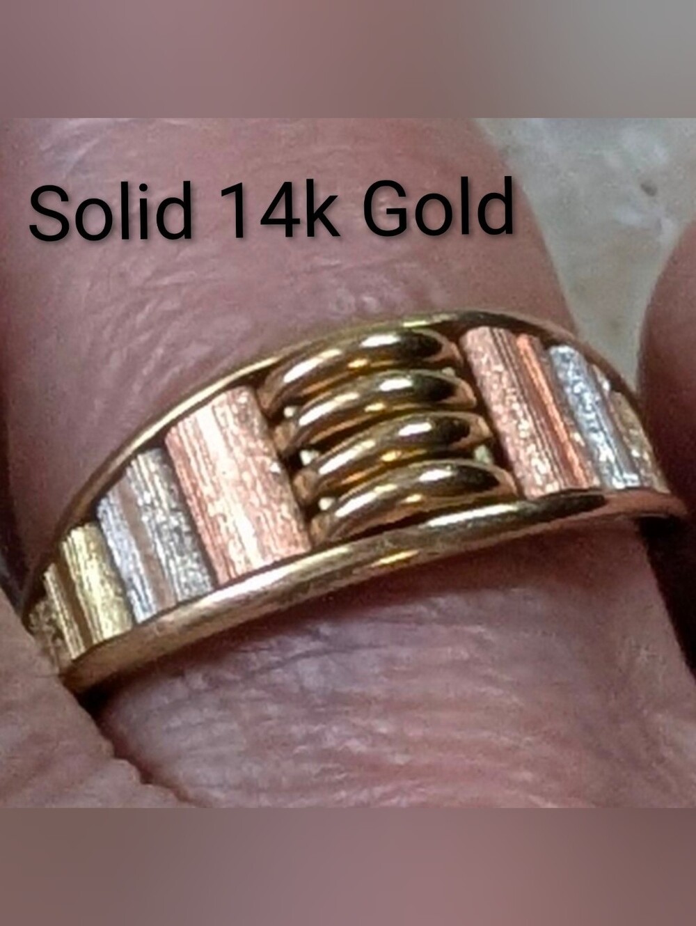 NIB Solid 14kt Tri-color Gold Women's Ring Size 7